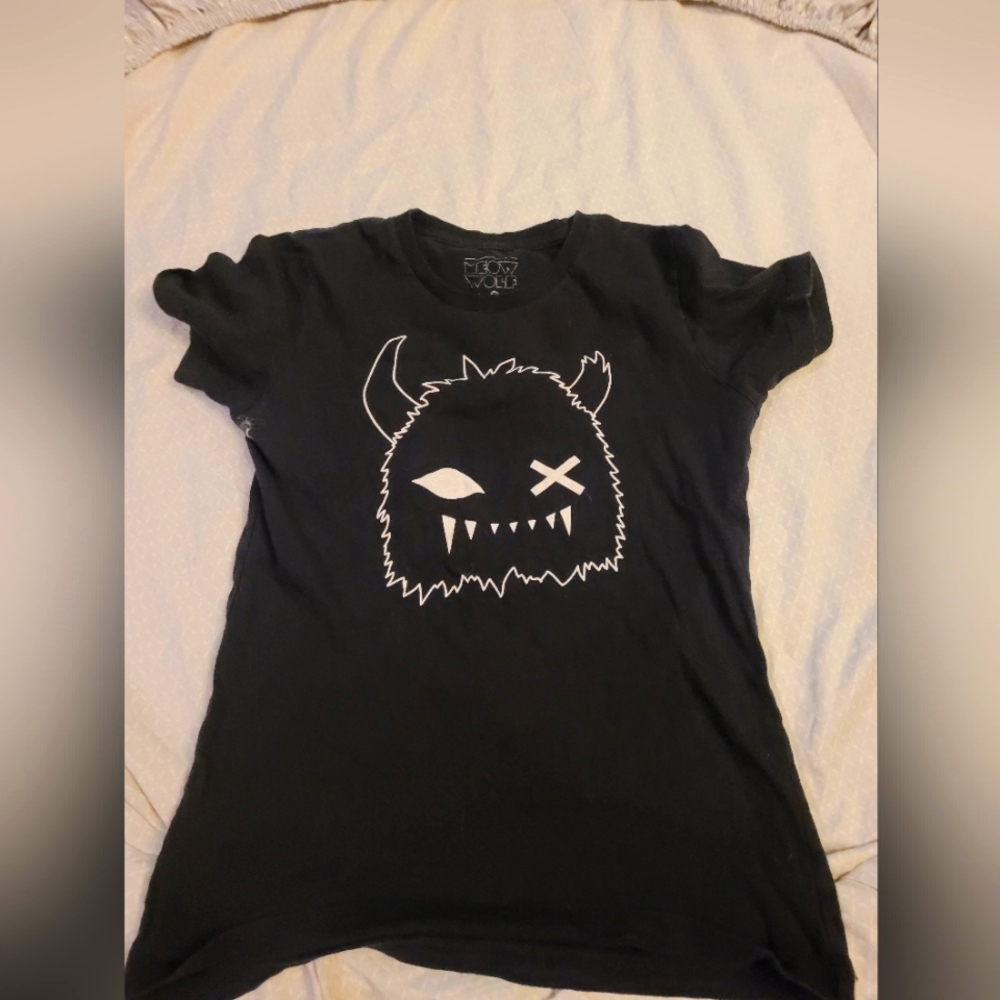Small Black meow wolf tshirt